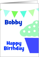 Happy Birthday Cupcake Custom Name Card For Boys card