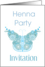 Invitation To A Henna Party With Blue Henna Butterfly card