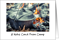 Notes From Camp With Cooking Pot Over Fire Thinking Of You card