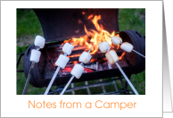Roasting Marshmallow on Campfire Camp Notes card