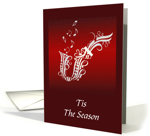 Christmas Trumpet And Musical Notes Tis The Season card (1309624)