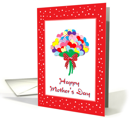 Mother's Day Colorful Hearts Bouquet With Bow-Red White Dots card