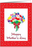 Mother’s Day Colorful Hearts Bouquet With Bow-Red White Dots card