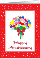 Happy Anniversary-For Couple-Colorful Hearts Bouquet card
