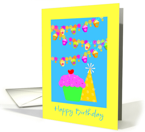 Birthday Cupcake-Hat And Decorations card (1394694)