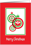 Merry Christmas-Red And Green Ornament Design card
