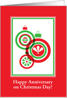 Anniversary on Christmas-Red And Green Ornament Design-Custom card