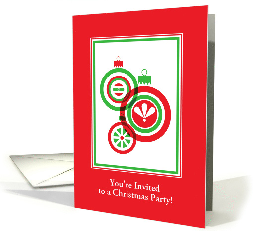 Christmas Party Invitation-Red And Green Ornament Design-Custom card