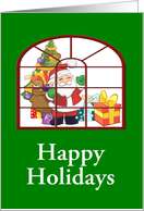 Happy Holidays-Christmas-Santa and Bag Of Toys-Custom card