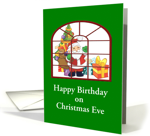 Birthday on Christmas Eve-Santa and Bag Of Toys-Custom card (1406052)