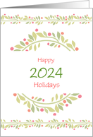 Christmas Holly Berries Wreath and Garland 2024 Custom card