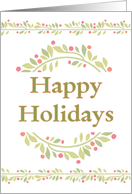 Happy Holidays-Holly Wreath and Berries-Wreath and Garland card