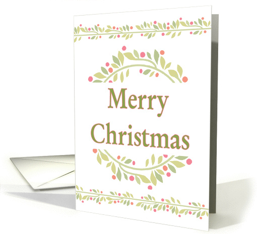 Merry Christmas-Holly Wreath and Berries-Wreath and Garland card