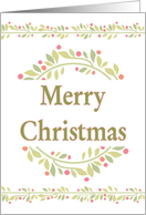 Merry Christmas-Holly Wreath and Berries-Wreath and Garland card