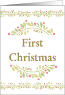 First Christmas-Holly Wreath and Berries-Wreath and Garland card