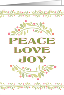 Peace Love Joy-Holly Wreath and Berries-Wreath and Garland card