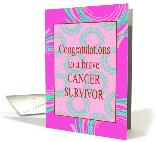 Cancer Remission Congratulations With Pink and Blue Swirls card