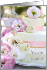 Invitation To A Summer Wedding With Cake And Flowers card