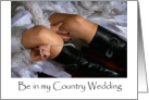 Country Style Wedding Invitation Bride In Dress Pearls And Boots card