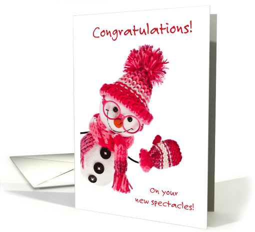 Congratulations New Spectacles Snowgirl Snowman In Pink Glasses card
