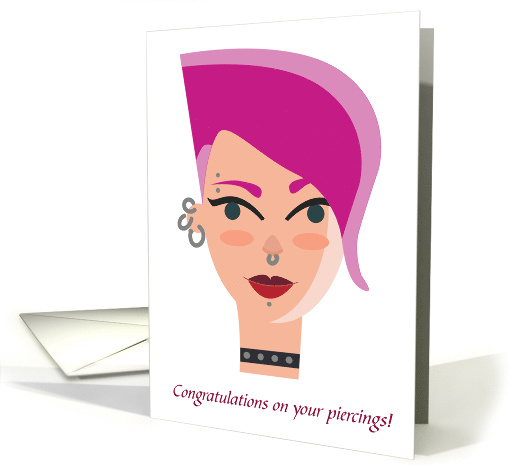 Congratulations On Your Piercing Pink Hair Fashion card (1476138)