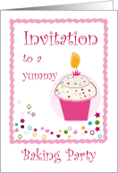 Baking Party Invitation With Yummy Cupcake card