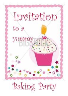 Baking Party Invitation With Yummy Cupcake