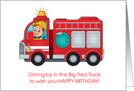 Birthday For Youth Boy With A Big Red Firetruck card