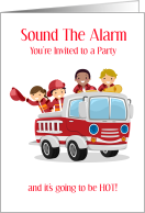 Invitation Kids Birthday Party With Fire Truck card