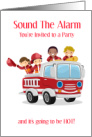 Invitation Kids Birthday Party With Fire Truck card