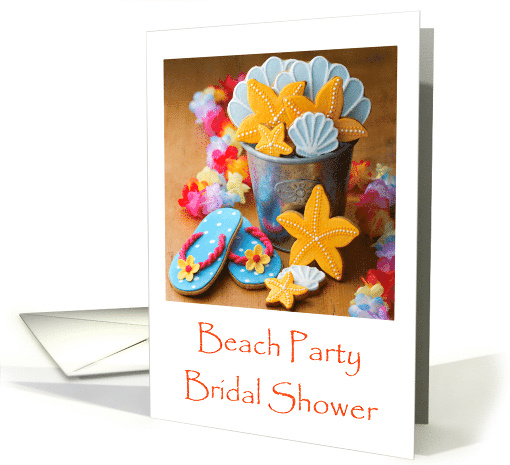 Invitation Beach Party Bridal Shower Decorated Cookies card (1572506)