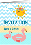 Invitation To Summer Fun In The Sun With Sunshine And Swans card