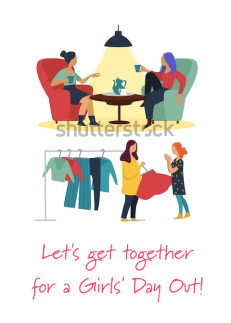Invitation Girls Day Out For Shopping And Coffee Digital Drawing
