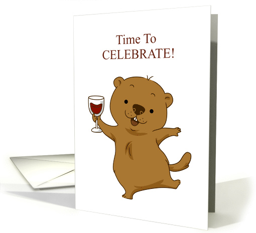 Groundhog day Birthday With Groundhog And Wine card (1595302)