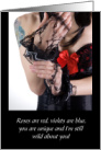 Wild About You Lady With Tats In Lingerie With Lace Gloves card