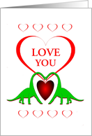 LOVE YOU Dinosaurs And Hearts Custom card
