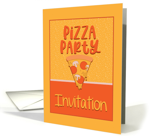Pizza Party Invitation With Piece Of Pizza And Dripping Cheese card
