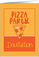 Pizza Party Invitation With Piece Of Pizza And Dripping Cheese card