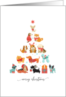 Merry Christmas Christmas Dogs Christmas Tree And Star card