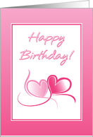 Happy Birthday With Pink Hearts card