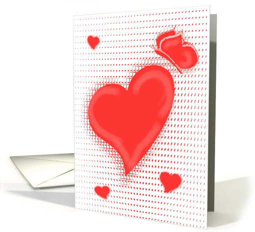 Blank Note-Red Heart and Butterfly Design card (212882)