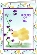 Thinking Of You/Chick With Purple Flowers/Custom card