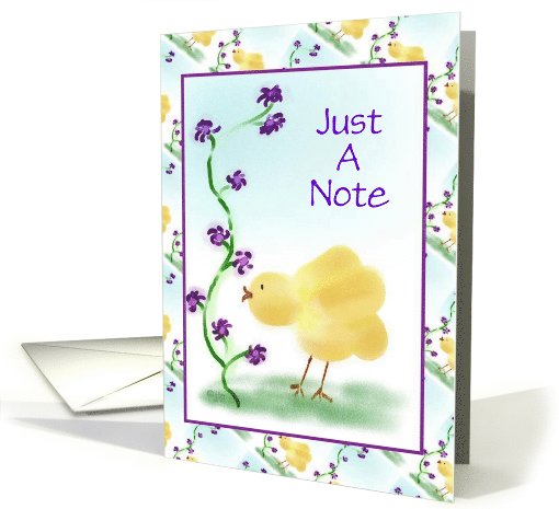 Just A Note/Little Yellow Chick With Purple Flowers card (292303)