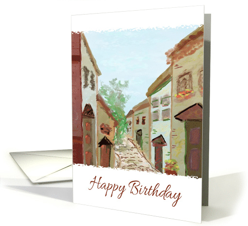 Happy Birthday Employee Street in Italy Painted 'Look' card (348034)