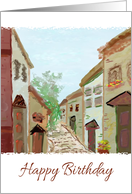 Happy Birthday Employee Street in Italy Painted ’Look’ card