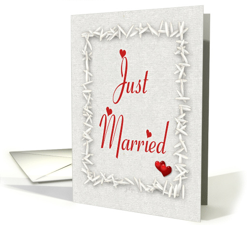 Rice And Hearts Just Married Announcement card (456041)