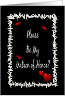 Matron Of Honor-Best Friend-Rice and Red Hearts On Blackbackground card