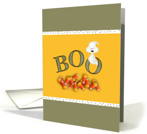 Halloween Party Invitation-BOO-Ghost-Candy Corn card (500862)