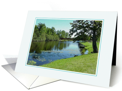 River Landscape With Trees And An Old Bridge card (501585)