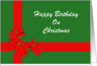 Birthday on Christmas-Poinsettias-Custom card